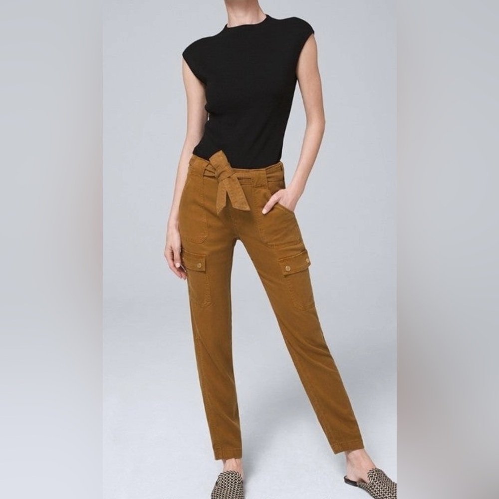 White House Black Market The Straight Ankle Utility Cargo Pant Bronze size 10